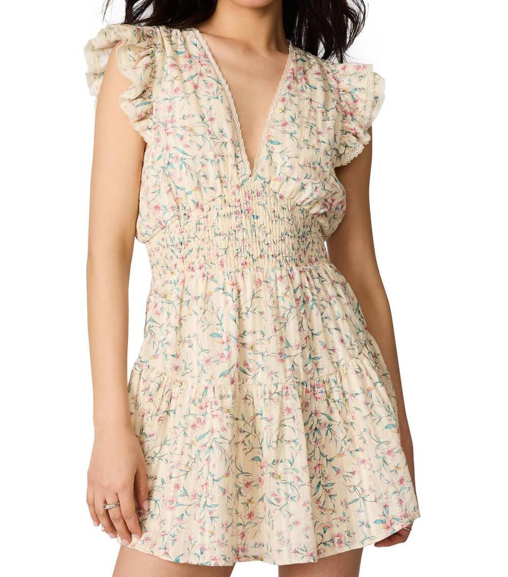 NEW STEVE MADDEN lucienne floral print ruffle lace minidress in white